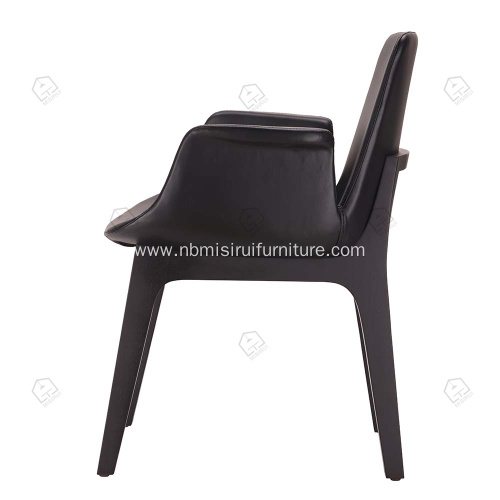 Black genuine leather Ventura armchair